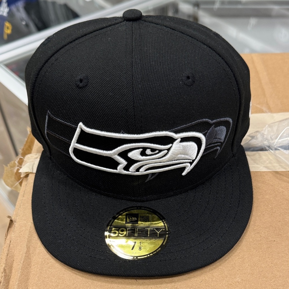 New Era Black 59FIFTY Cap Seattle Seahawks black white 5950 fitted cap